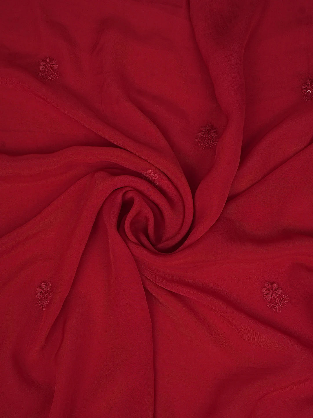 Ada Hand Embroidered Red Organza Lucknowi Chikankari Unstitched Kurta Dupatta Set 01A792738