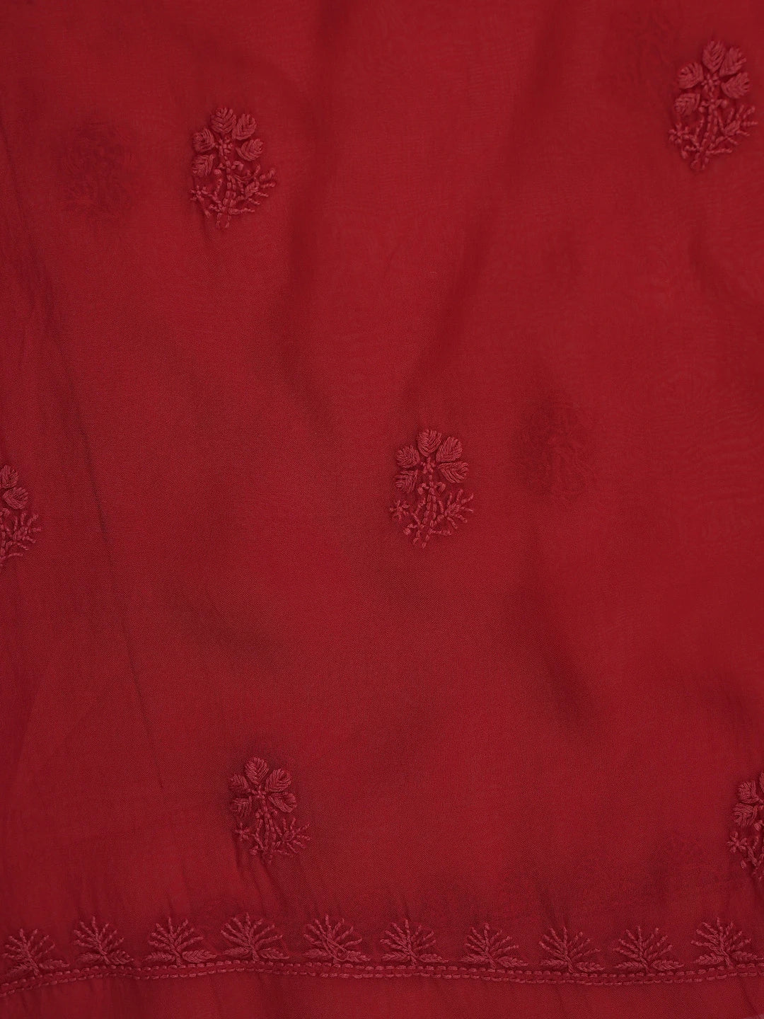 Ada Hand Embroidered Red Organza Lucknowi Chikankari Unstitched Kurta Dupatta Set 01A792738