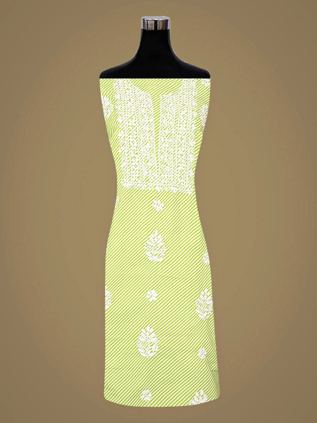Ada Hand Embroidered Green Cotton Lucknowi Chikankari Unstitched Kurta Piece 01A892955