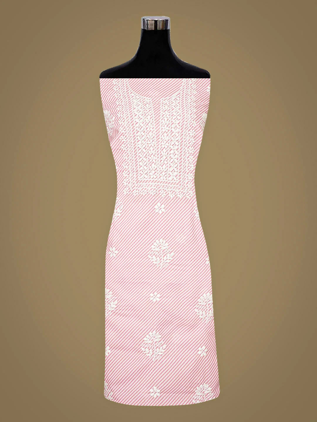 Ada Hand Embroidered Pink Cotton Lucknowi Chikankari Unstitched Kurta Piece 01A893277