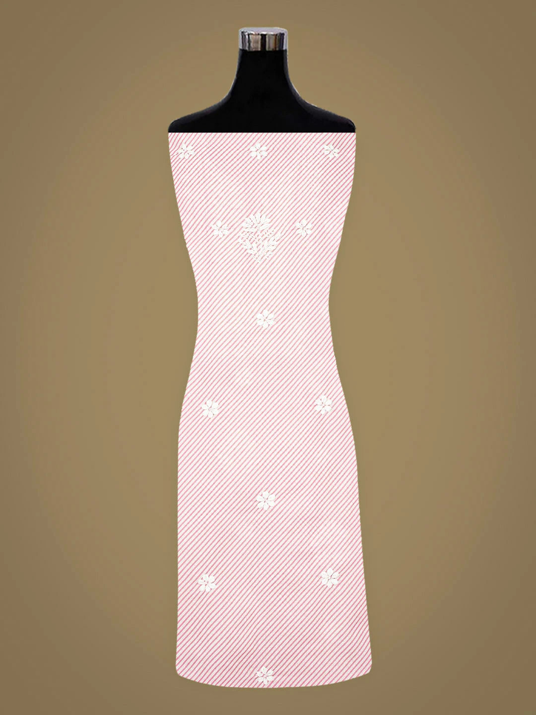 Ada Hand Embroidered Pink Cotton Lucknowi Chikankari Unstitched Kurta Piece 01A893277
