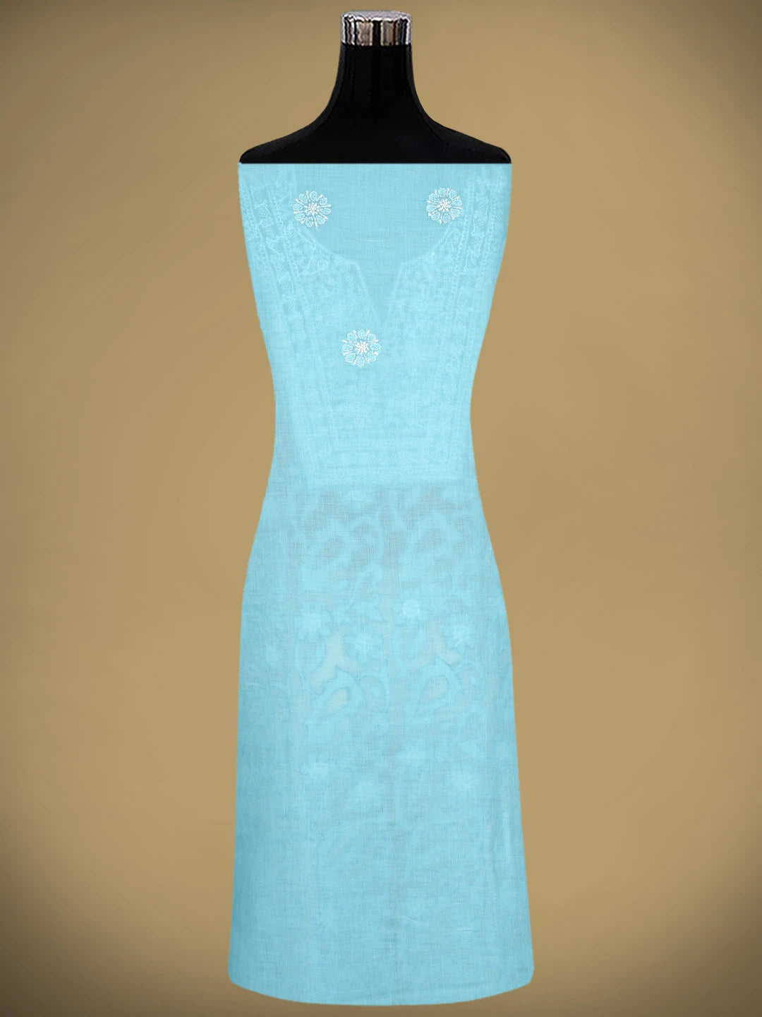 Ada Hand Embroidered Blue Cotton Lucknowi Chikankari Unstitched Suit Piece 01A821965