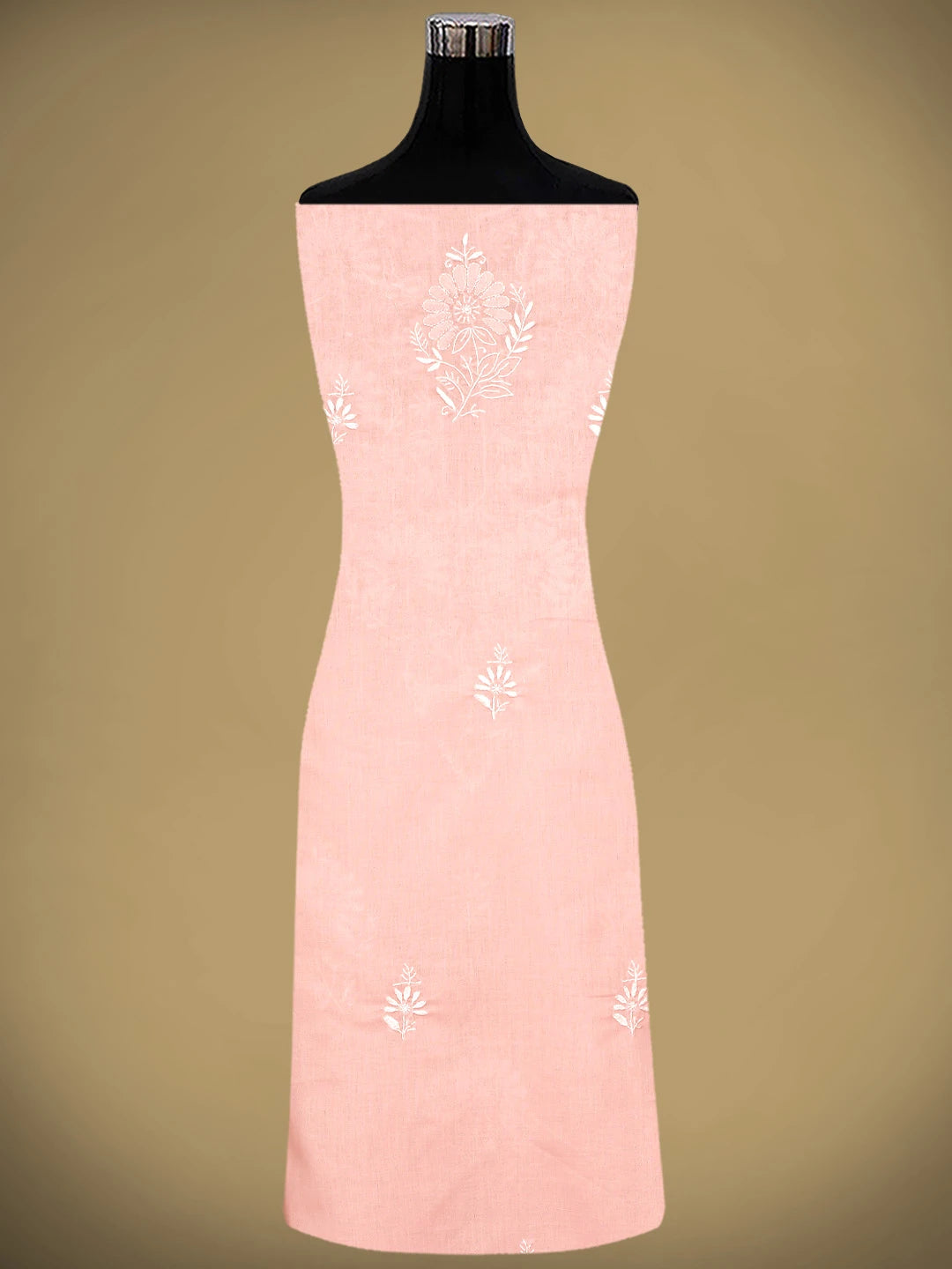 Ada Hand Embroidered Pastel Peach Cotton Lucknowi Chikankari Unstitched Suit Piece 01A762929