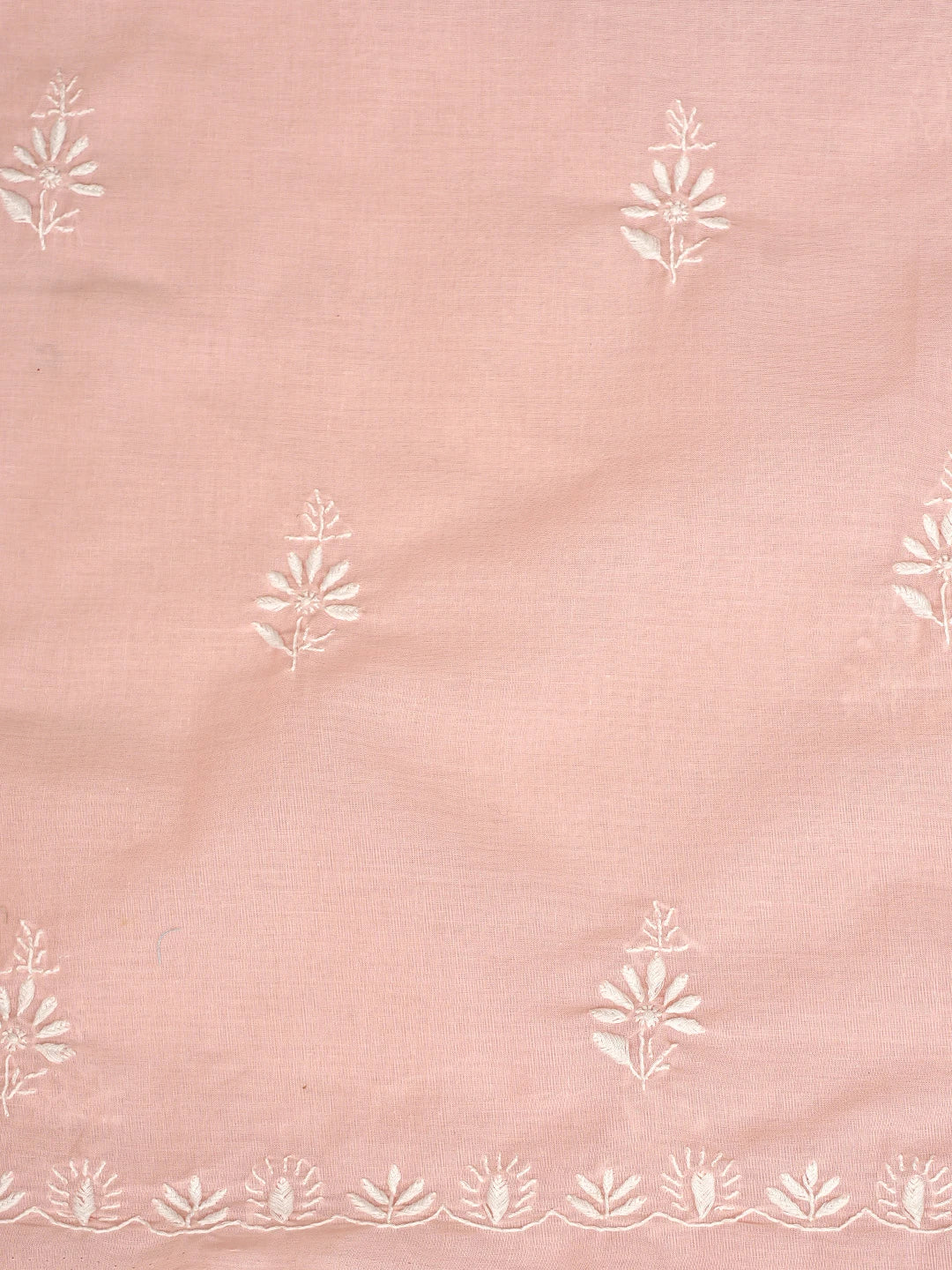 Ada Hand Embroidered Pastel Peach Cotton Lucknowi Chikankari Unstitched Suit Piece 01A762929