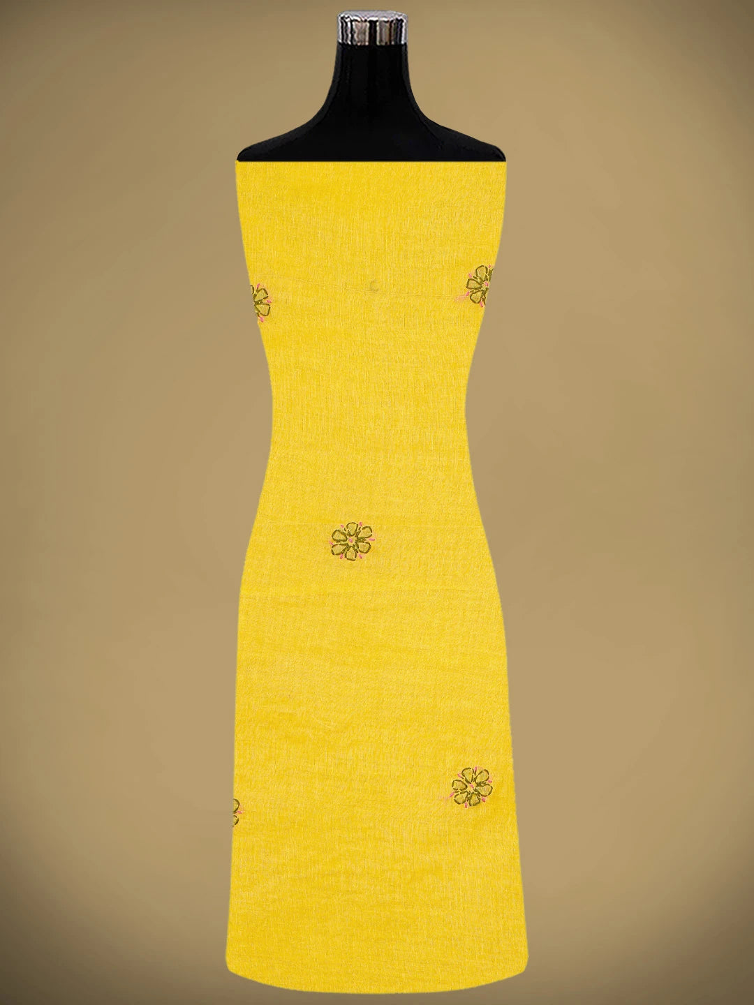Ada Hand Embroidered Yellow Cotton Lucknowi Chikankari Unstitched Suit Piece 01A893891