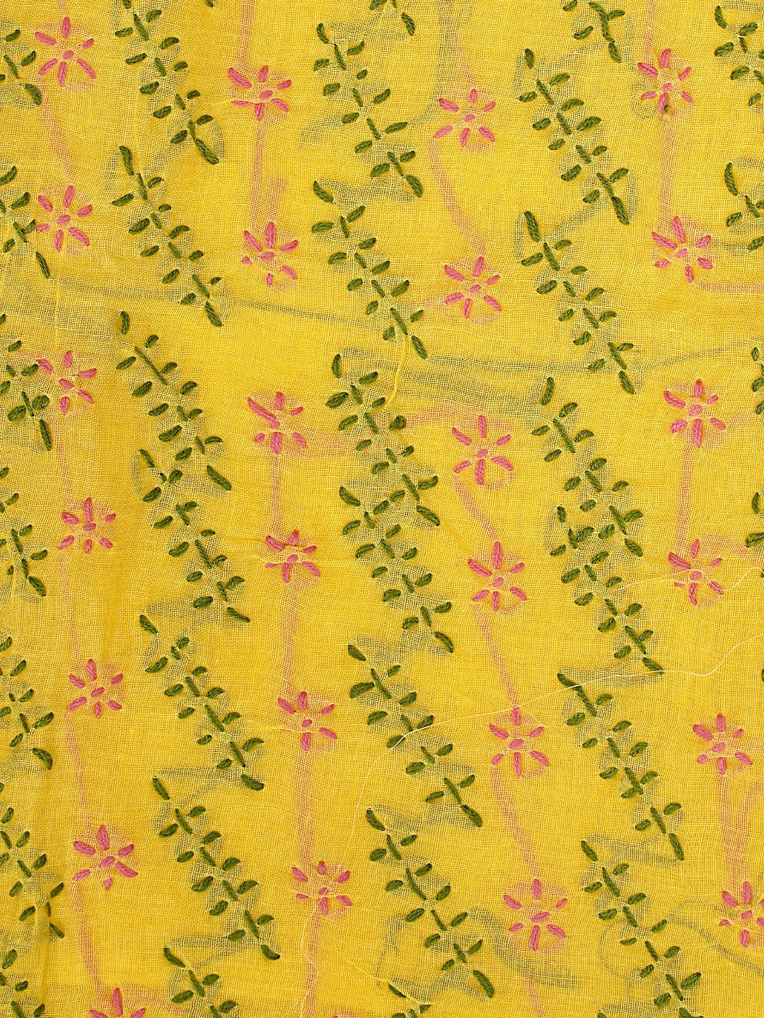 Ada Hand Embroidered Yellow Cotton Lucknowi Chikankari Unstitched Suit Piece 01A893891