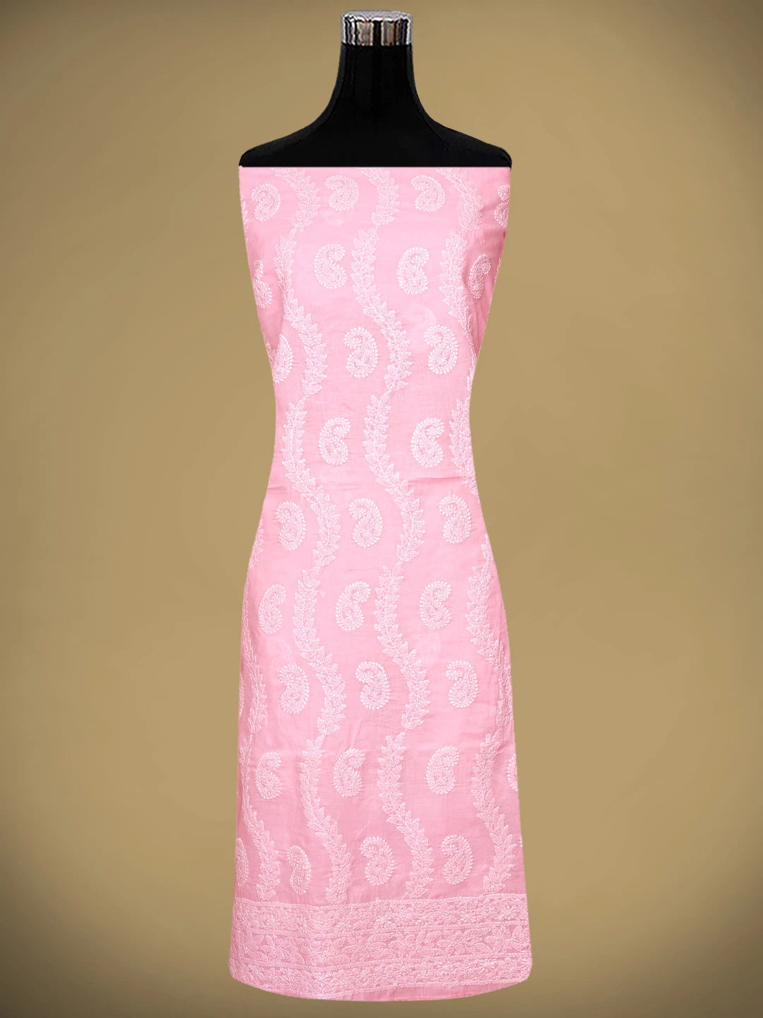 Ada Hand Embroidered Pink Cotton Lucknowi Chikankari Unstitched Suit Piece 01A861431