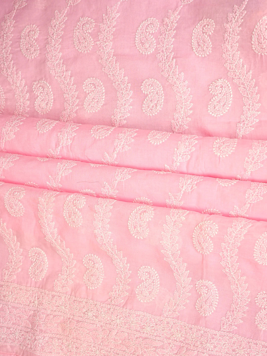 Ada Hand Embroidered Pink Cotton Lucknowi Chikankari Unstitched Suit Piece 01A861431