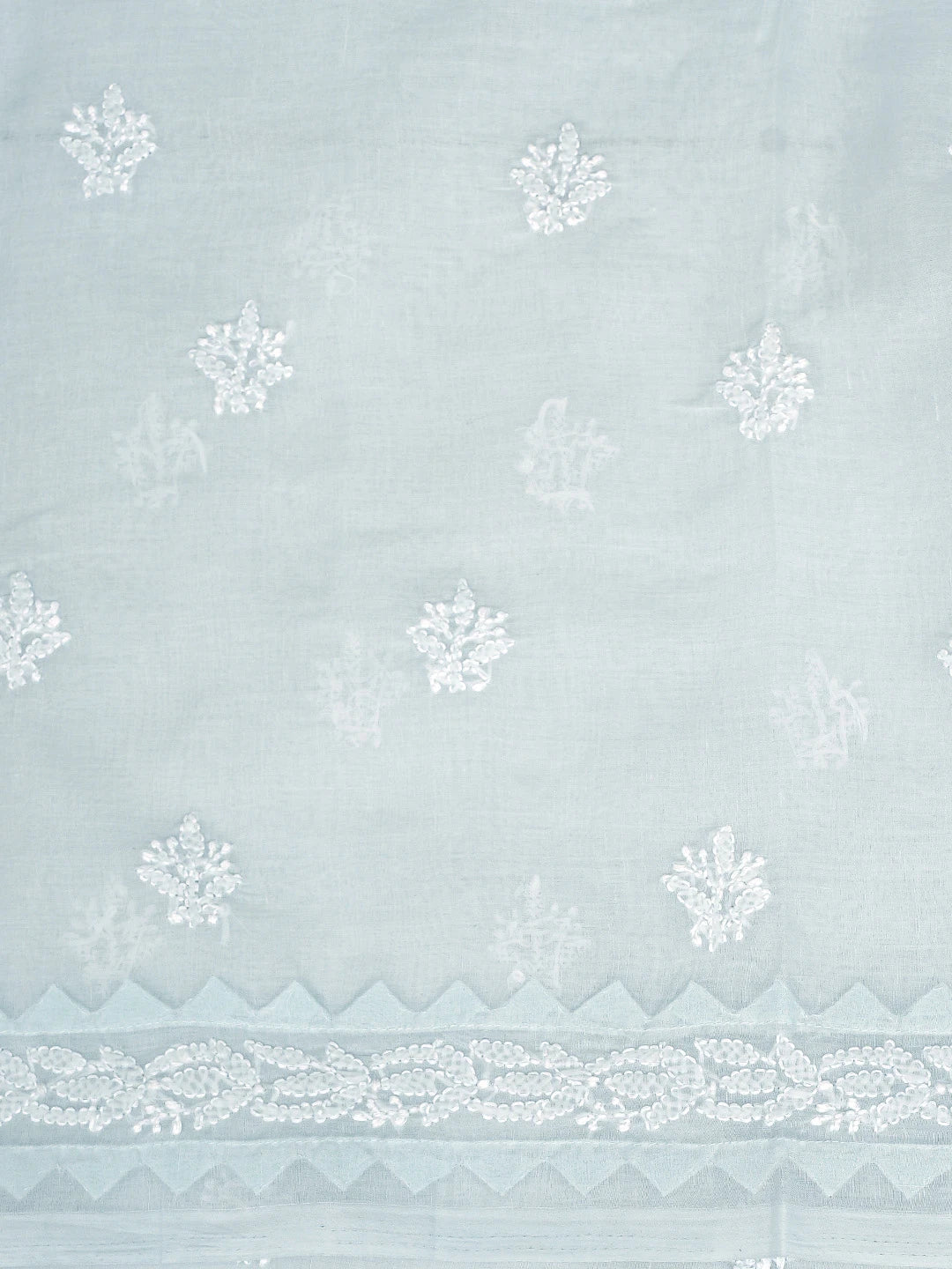 Ada Hand Embroidered Sky Blue Cotton Lucknowi Chikankari Unstitched Suit Piece with Chiffon Dupatta 01A871569