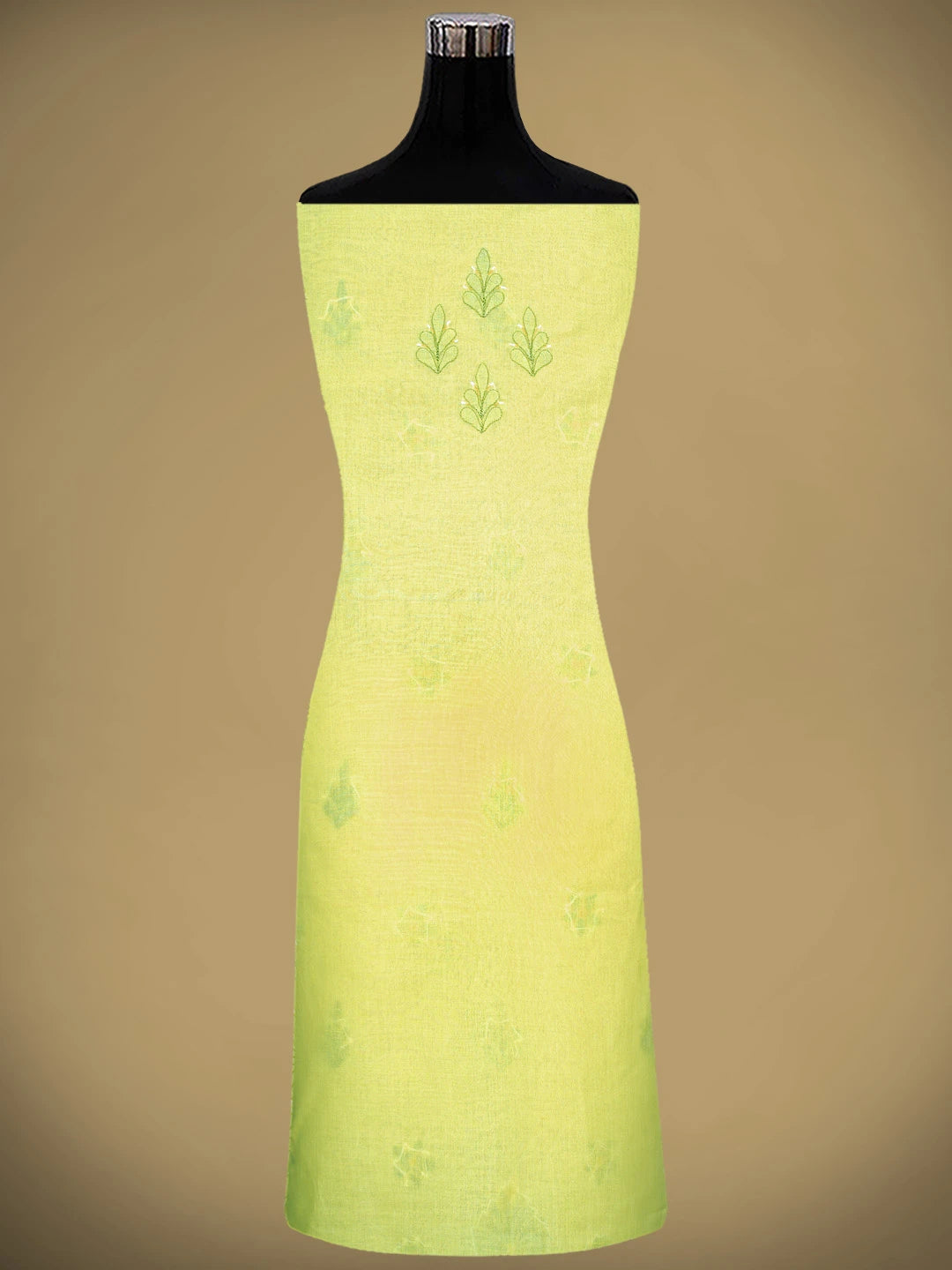 Ada Hand Embroidered Yellow Cotton Lucknowi Chikankari Unstitched Suit Piece 01A879365