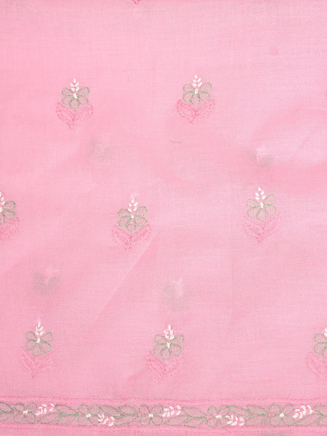 Ada Hand Embroidered Pink Cotton Lucknowi Chikankari Unstitched Suit Piece with Chiffon Dupatta 01A879661