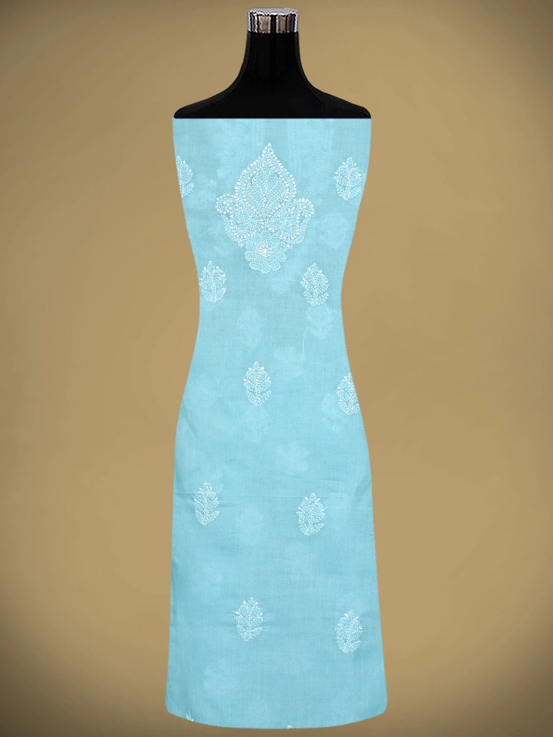 Ada Hand Embroidered Blue Cotton Lucknowi Chikankari Unstitched Suit Piece 01A870960