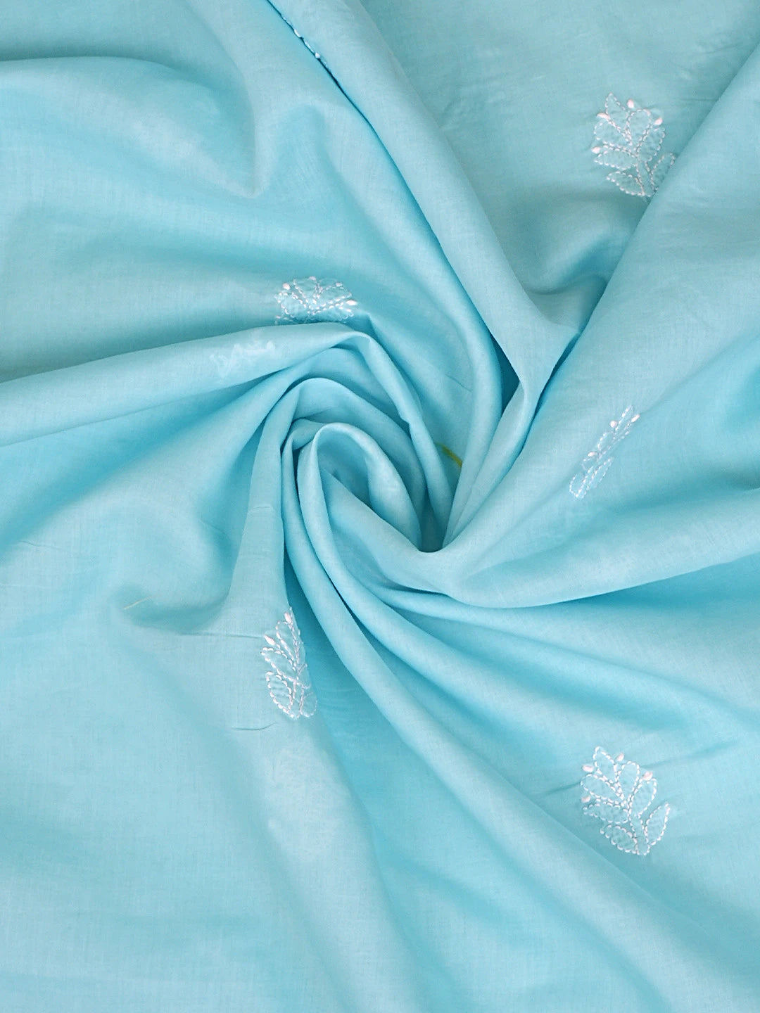 Ada Hand Embroidered Blue Cotton Lucknowi Chikankari Unstitched Suit Piece 01A870960