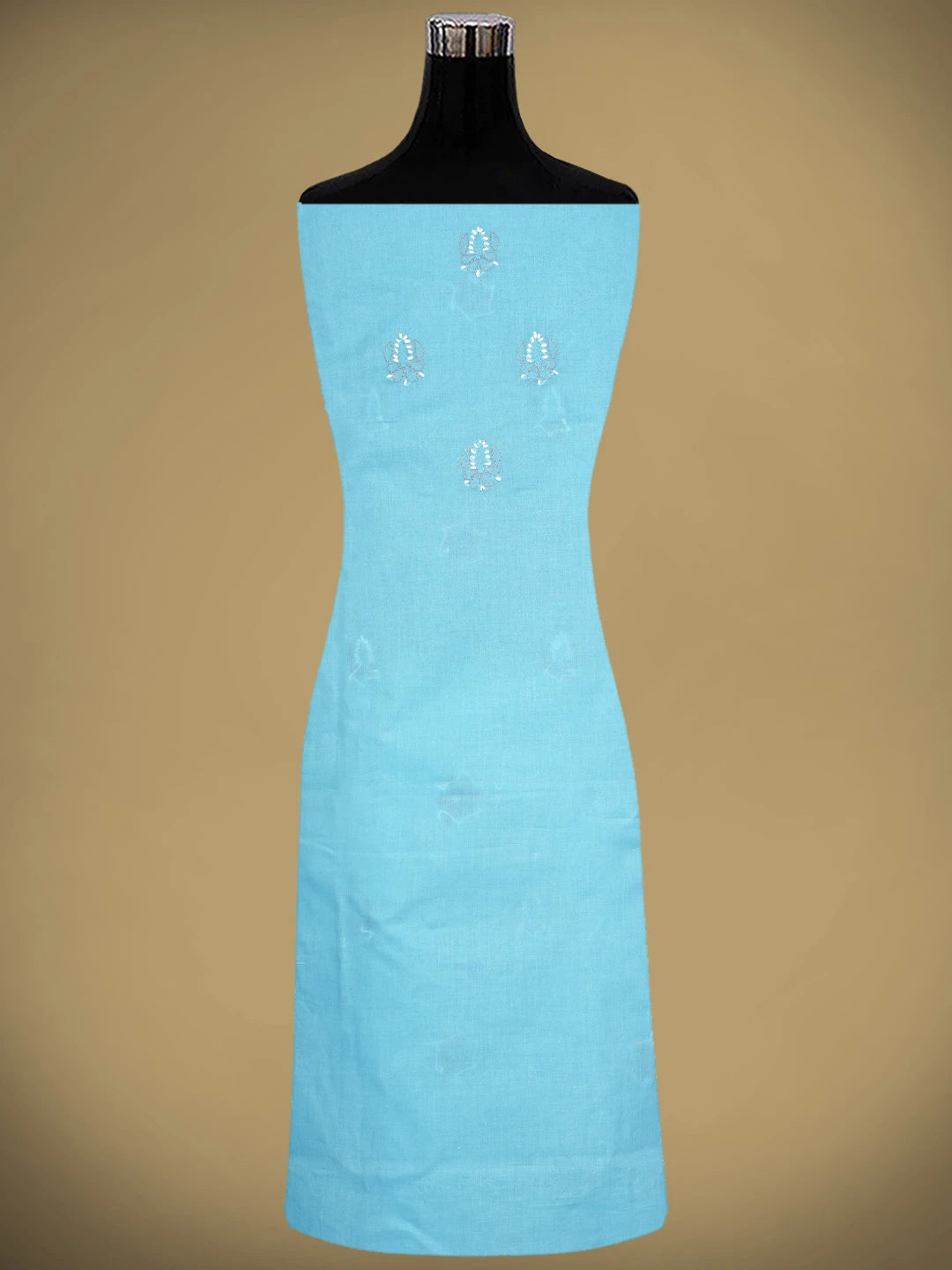 Ada Hand Embroidered Blue Cotton Lucknowi Chikankari Unstitched Suit Piece with Chiffon Dupatta 01A819179