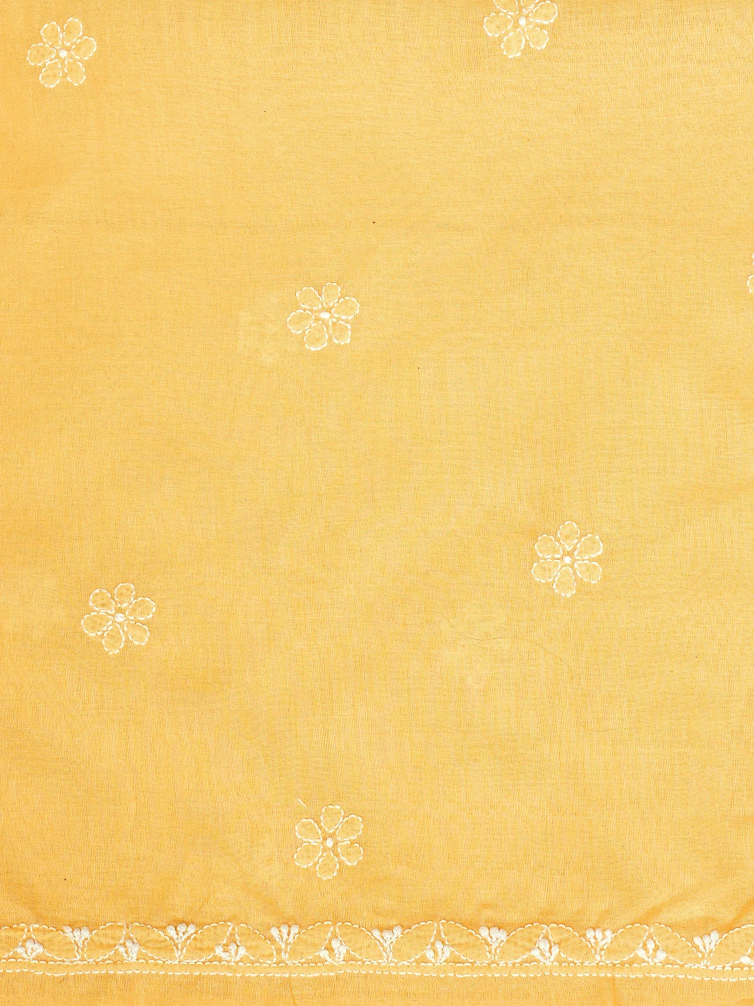 Ada Hand Embroidered Yellow Cotton Lucknowi Chikankari Unstitched Suit Piece with Chiffon Dupatta 01A869337
