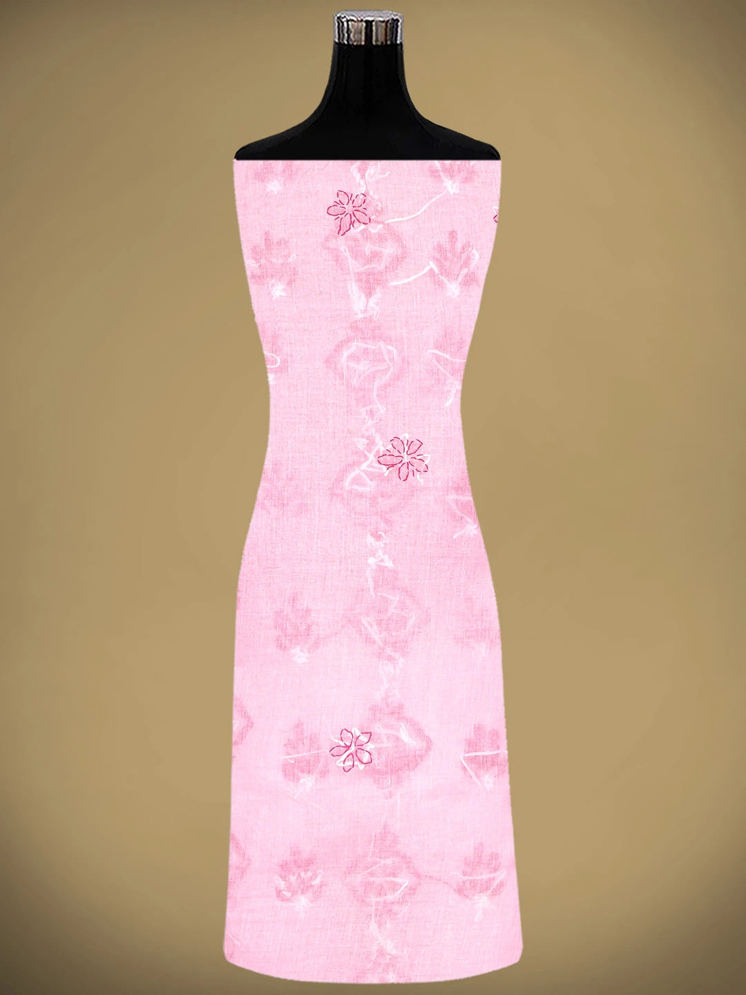 Ada Hand Embroidered Pink Cotton Lucknowi Chikankari Unstitched Suit Piece with Chiffon Dupatta 01A881481