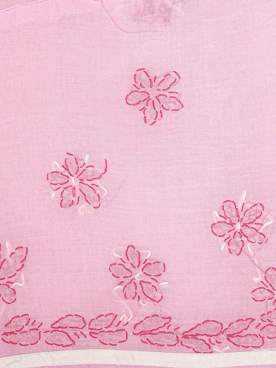 Ada Hand Embroidered Pink Cotton Lucknowi Chikankari Unstitched Suit Piece with Chiffon Dupatta 01A881481
