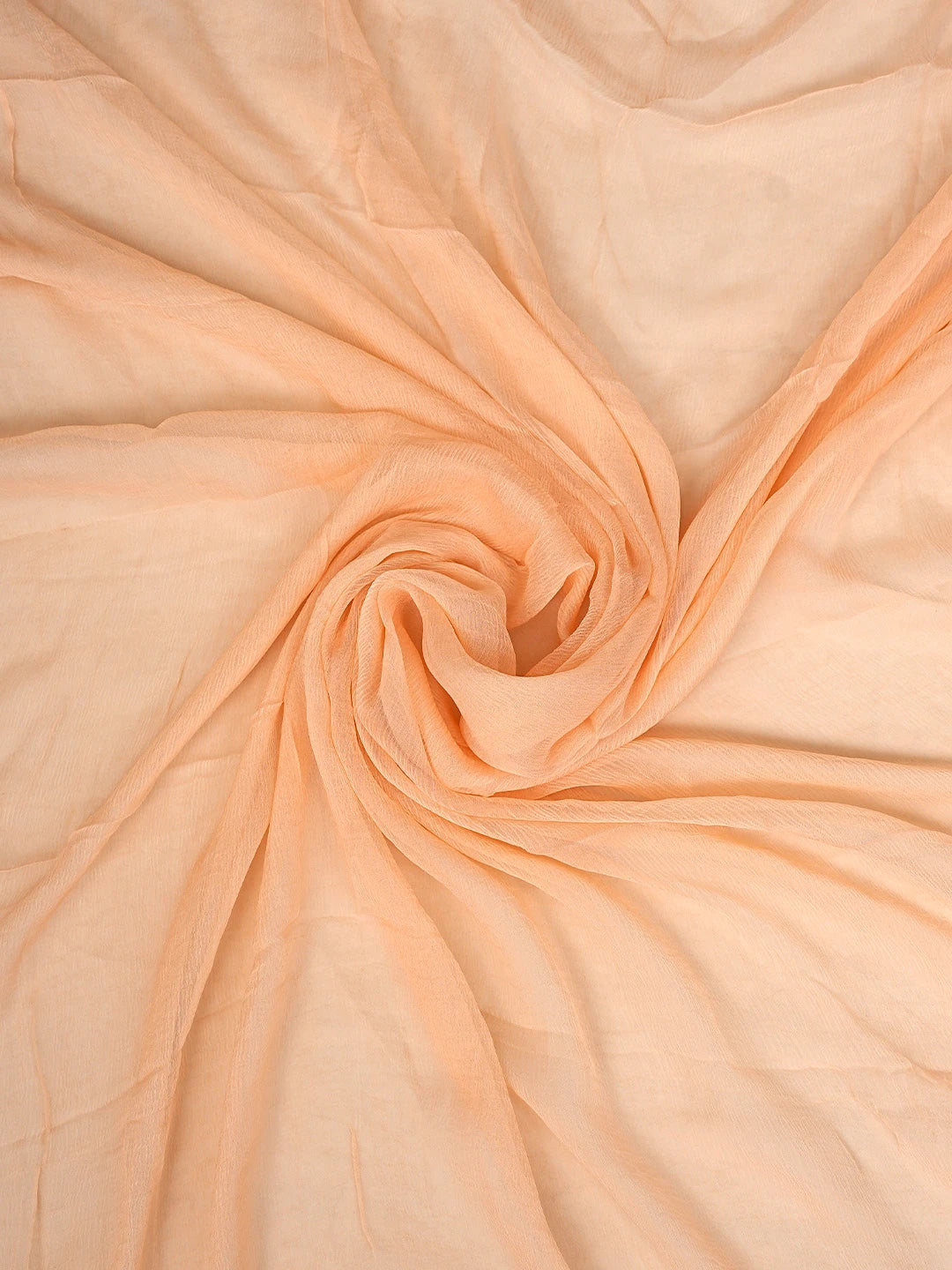 Ada Hand Embroidered Creamy Peach Cotton Lucknowi Chikankari Unstitched Suit Piece with Chiffon Dupatta 01A869332