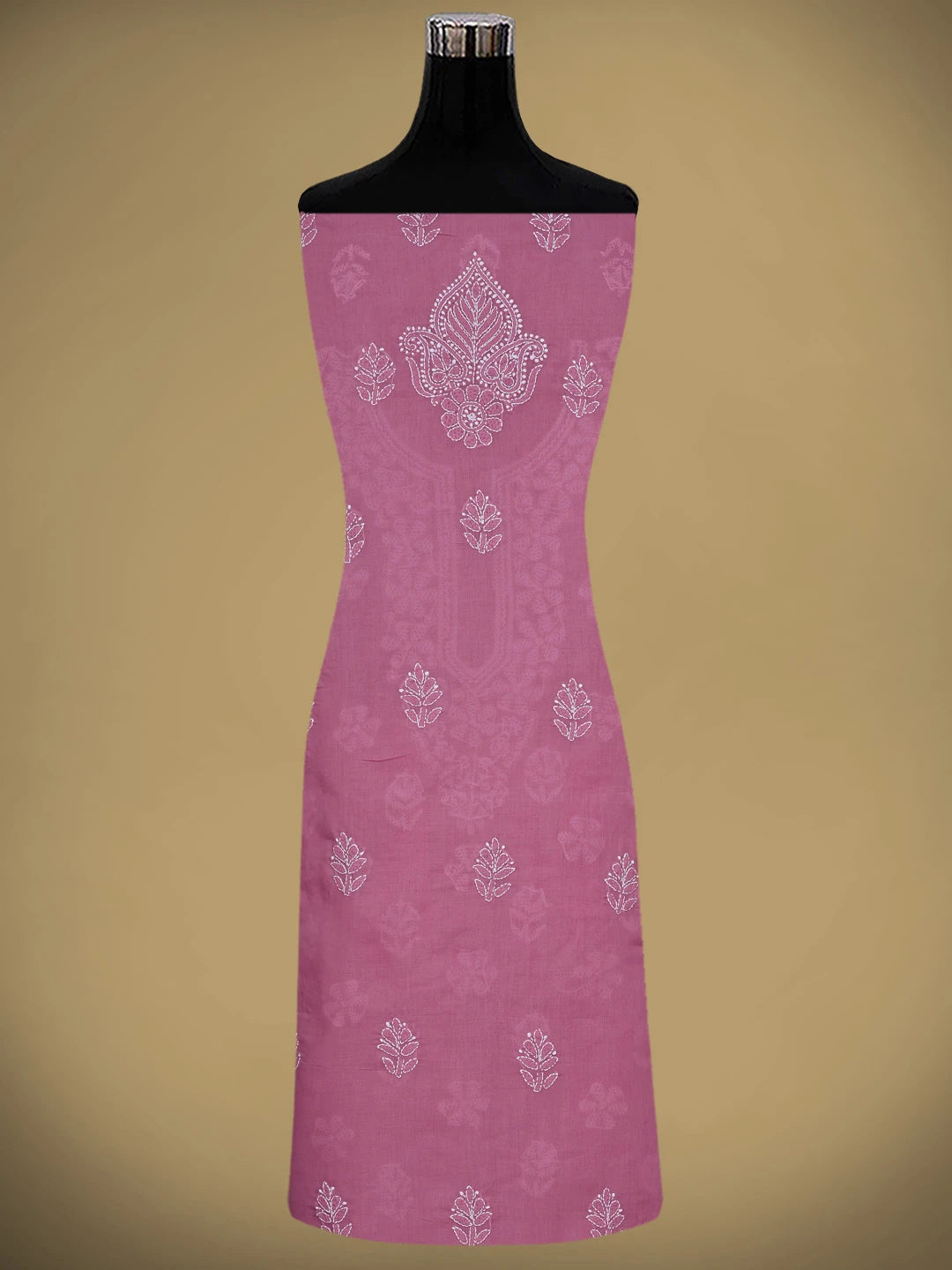 Ada Hand Embroidered Onion Pink Cotton Lucknowi Chikankari Unstitched Suit Piece 01A870946