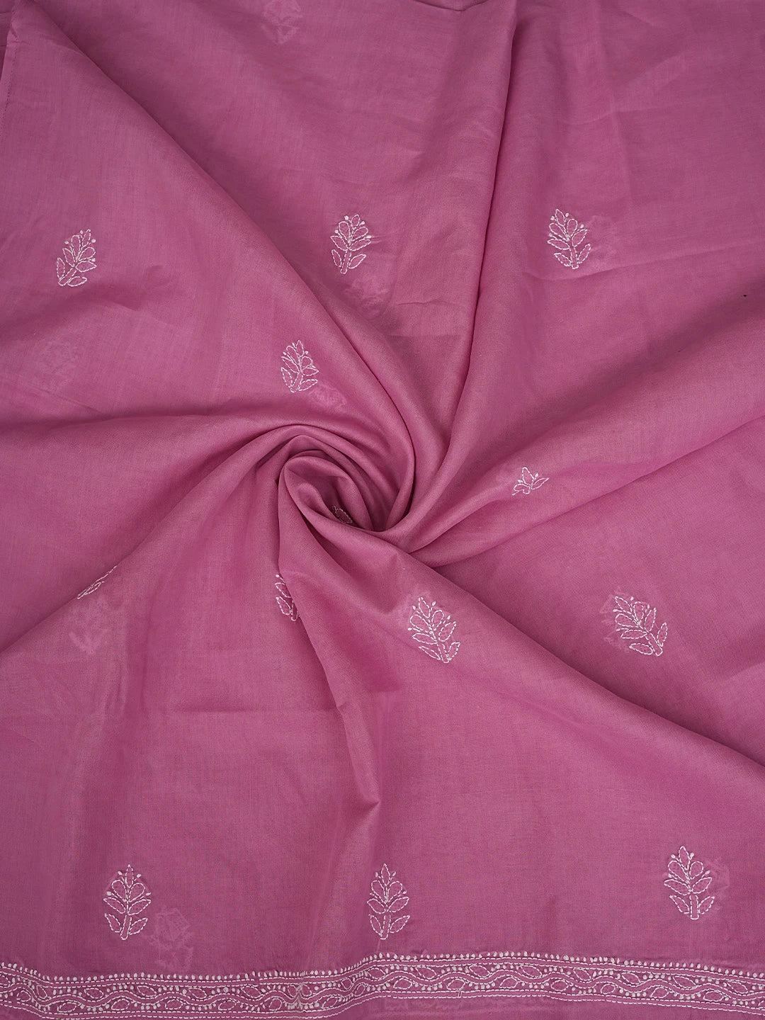 Ada Hand Embroidered Onion Pink Cotton Lucknowi Chikankari Unstitched Suit Piece 01A870946