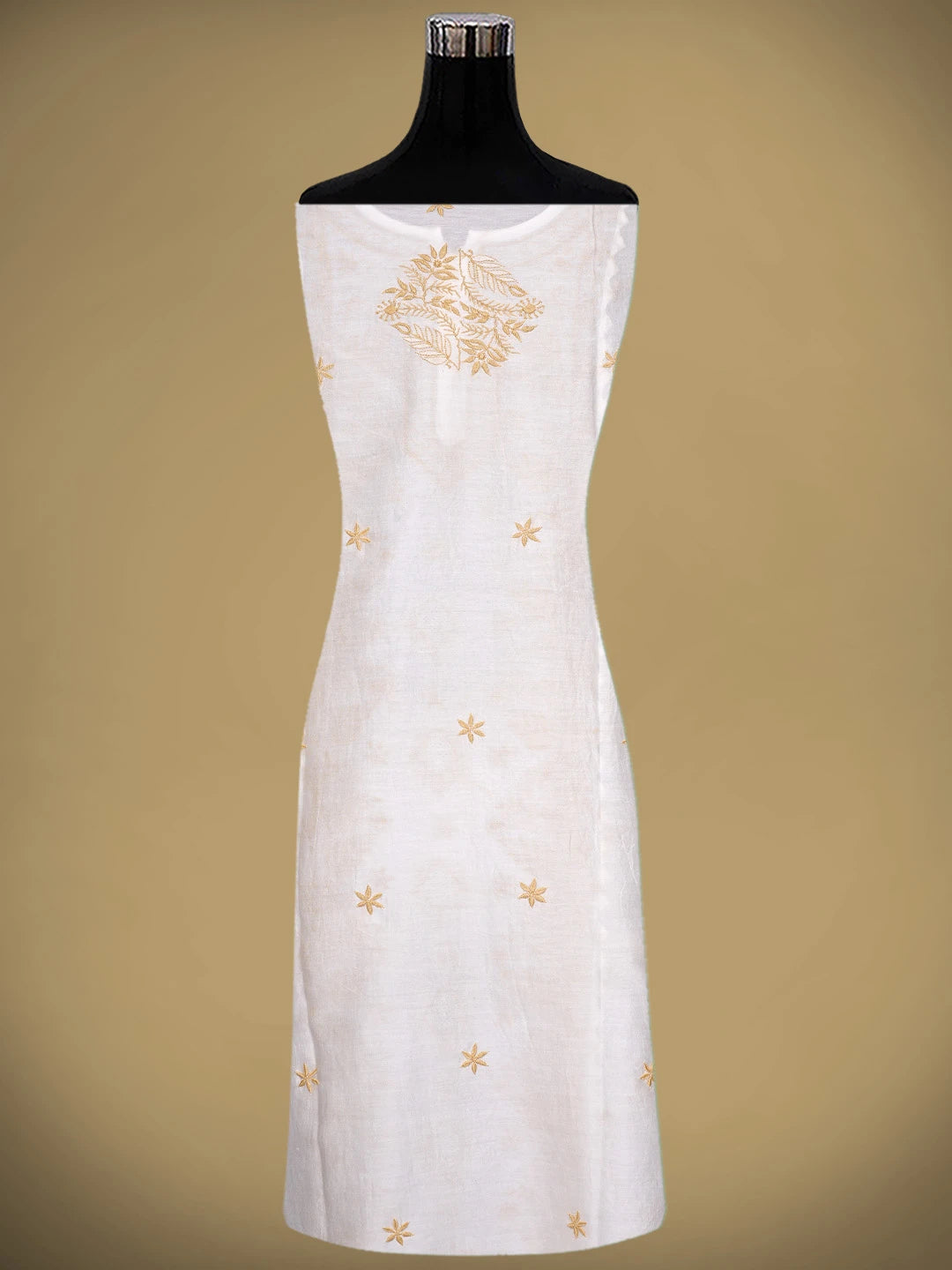 Ada Hand Embroidered White Chanderi Lucknowi Chikankari Unstitched Kurta Dupatta Set 01A896740