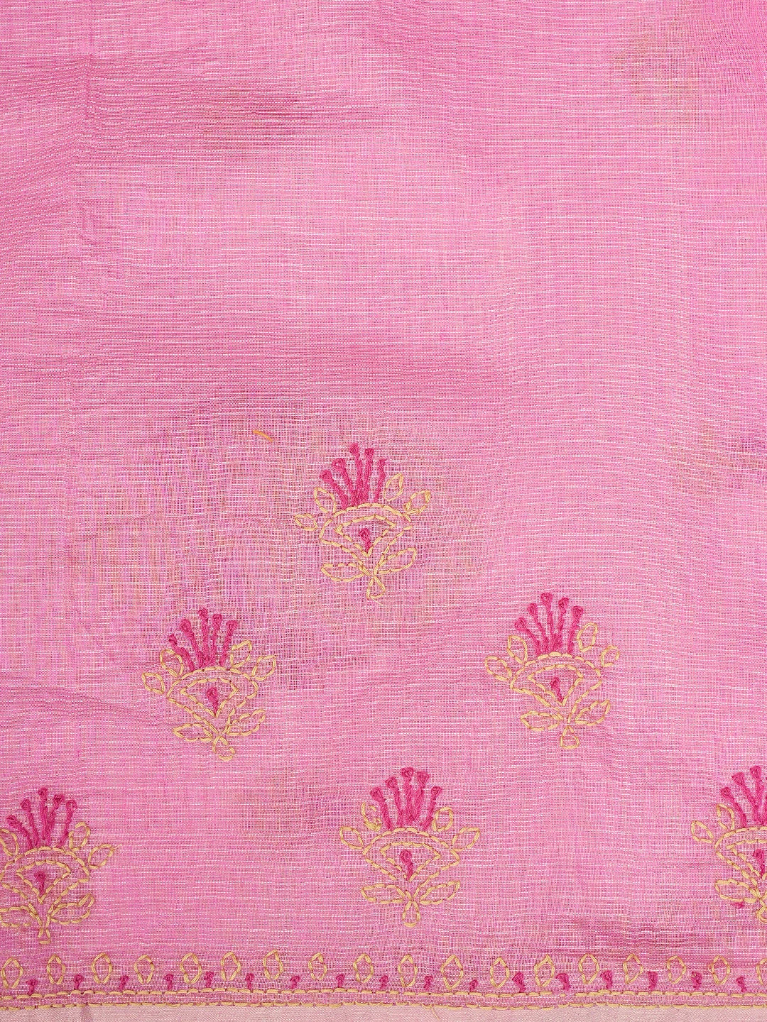 Ada Hand Embroidered Petal Pink Kota Chanderi Lucknowi Chikankari Saree and Blouse 01A900823
