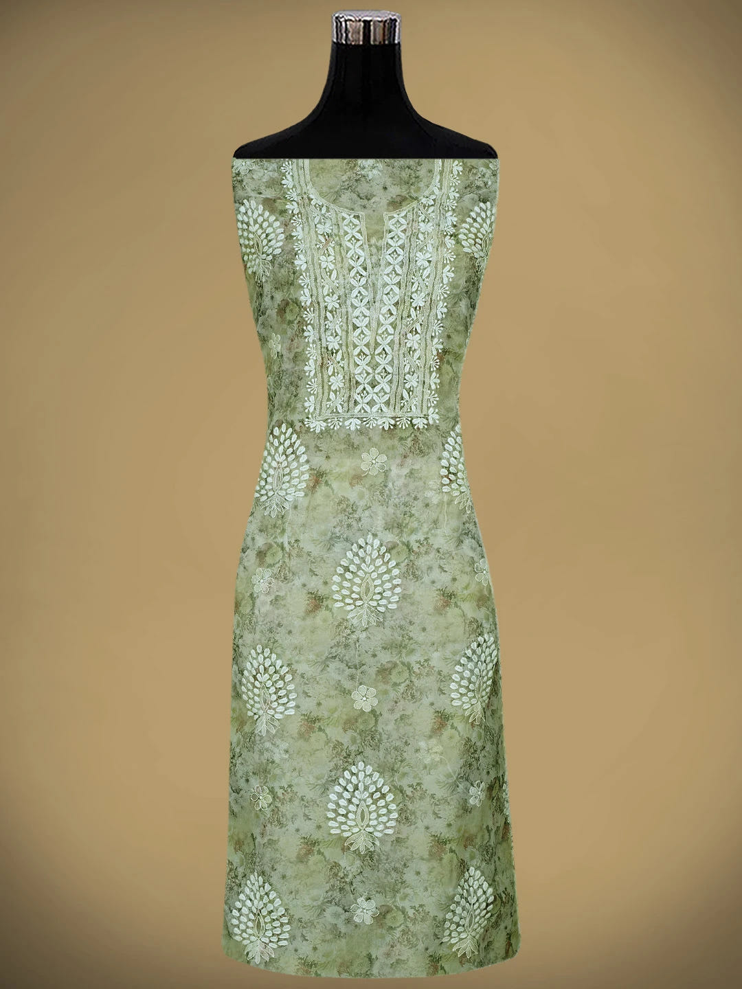 Ada Hand Embroidered Floral Printed Grey Organza Lucknowi Chikankari Unstitched Kurta Dupatta Set 01A876512