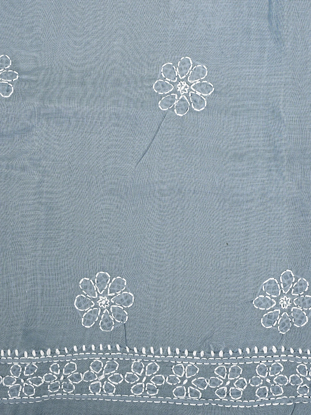 Ada Hand Embroidered Grey Cotton Lucknowi Chikankari Unstitched Suit Piece with Chiffon Dupatta 01A881431