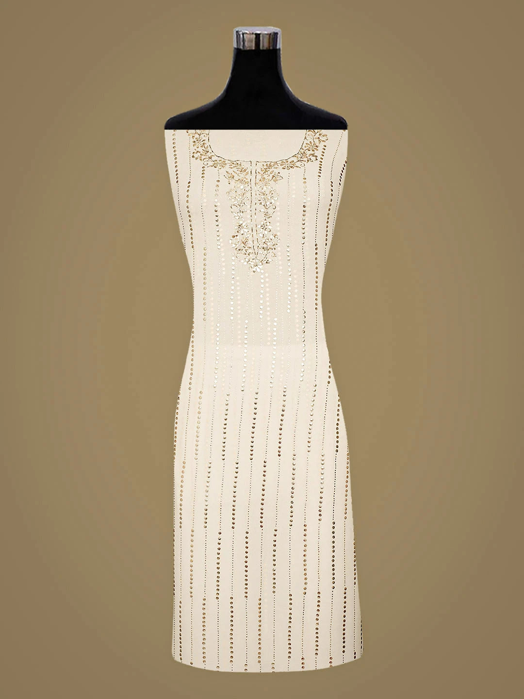 Ada Hand Embroidered Off White Pure Georgette Lucknowi Chikankari Unstitched Suit Piece With Muqaish Work A507974