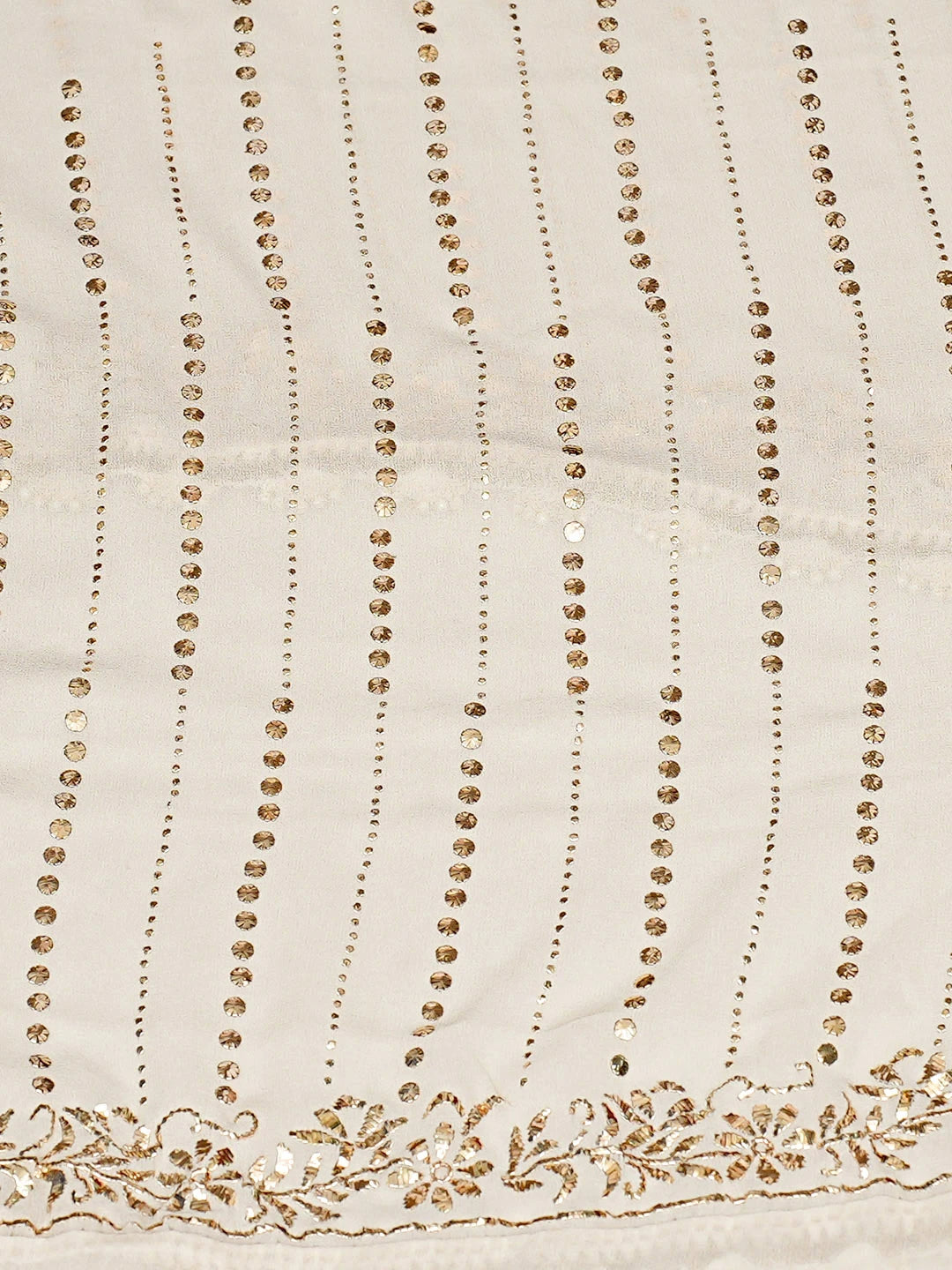 Ada Hand Embroidered Off White Pure Georgette Lucknowi Chikankari Unstitched Suit Piece With Muqaish Work A507974