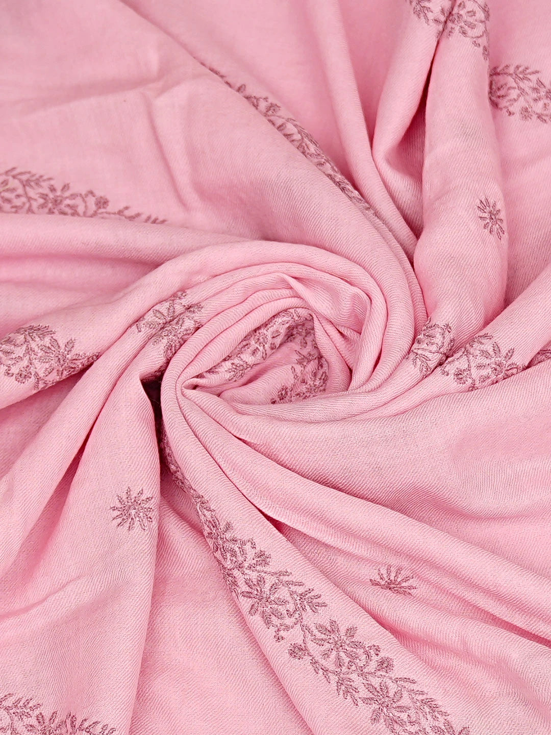 Ada Hand Embroidered Pink Woolen Lucknowi Chikankari Shawl 244134