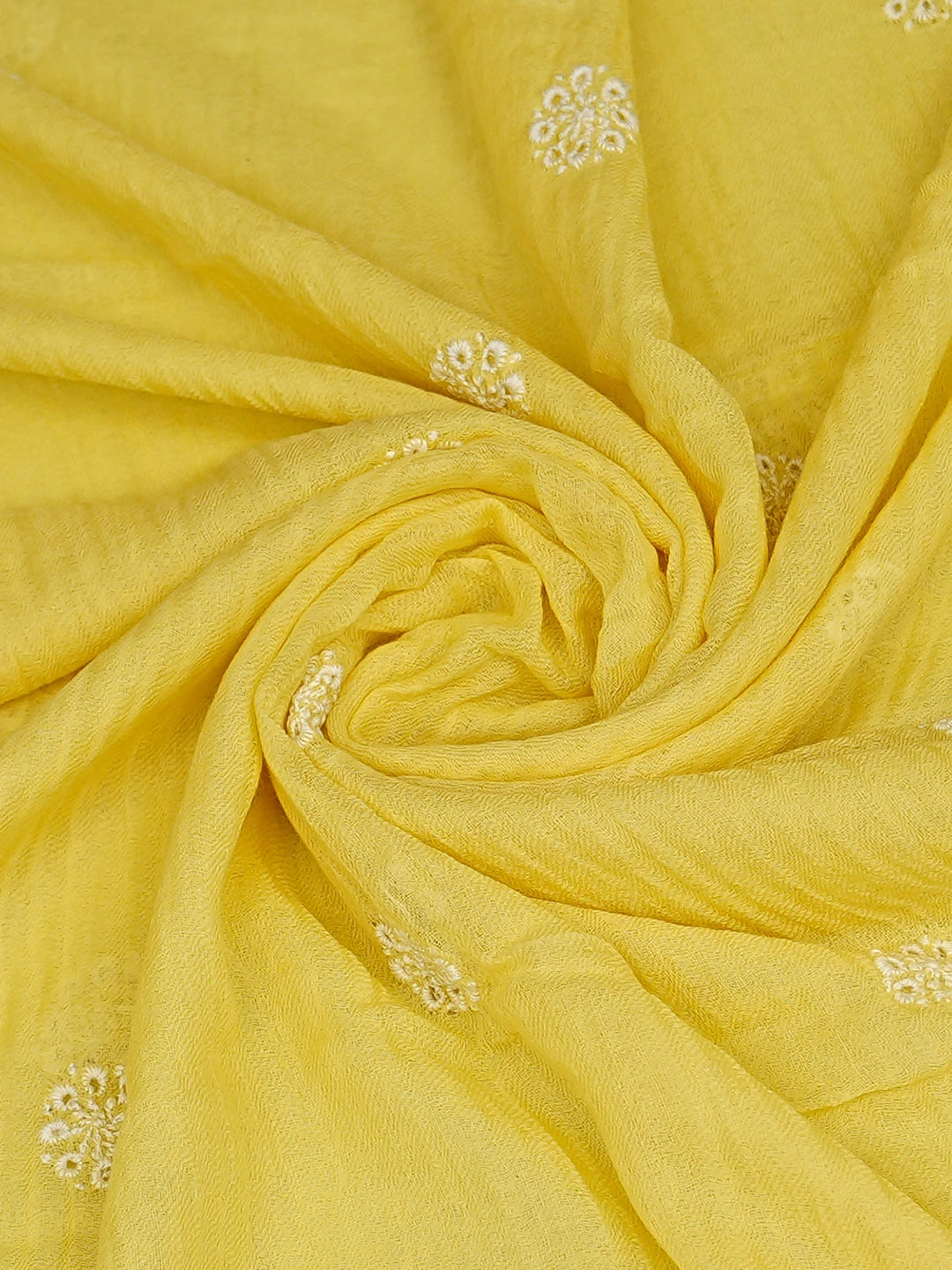 Ada Hand Embroidered Yellow Woolen Lucknowi Chikankari Stole 220114750