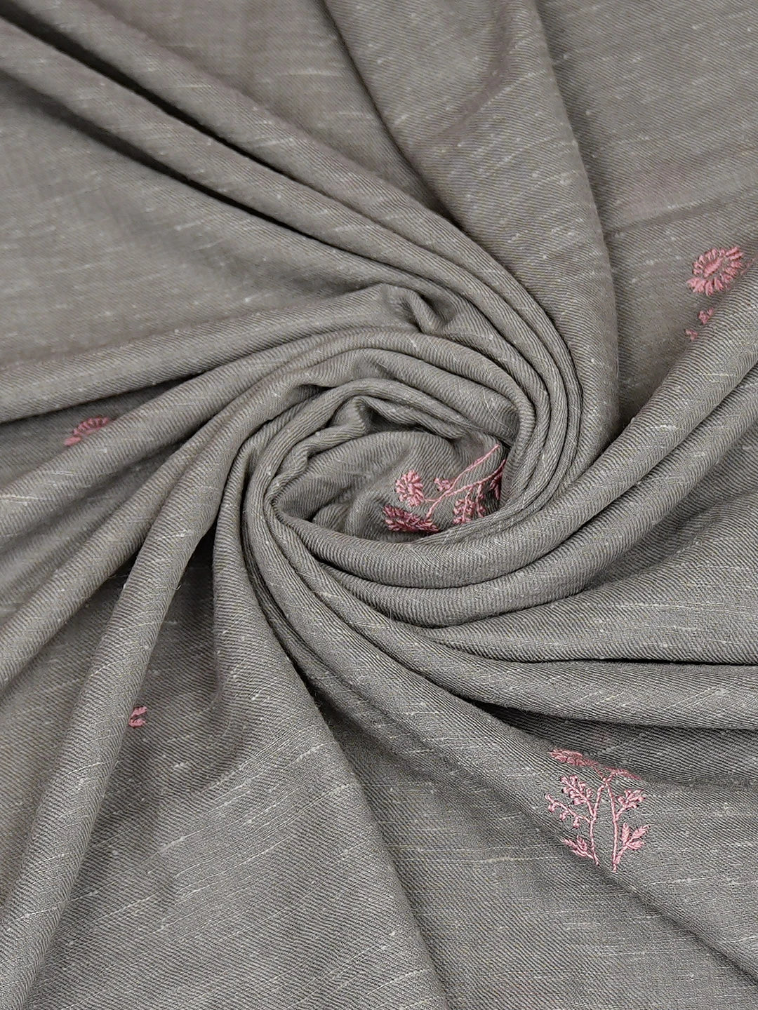 Ada Hand Embroidered Grey Woolen Lucknowi Chikankari Teen Taar Shawl 220114640