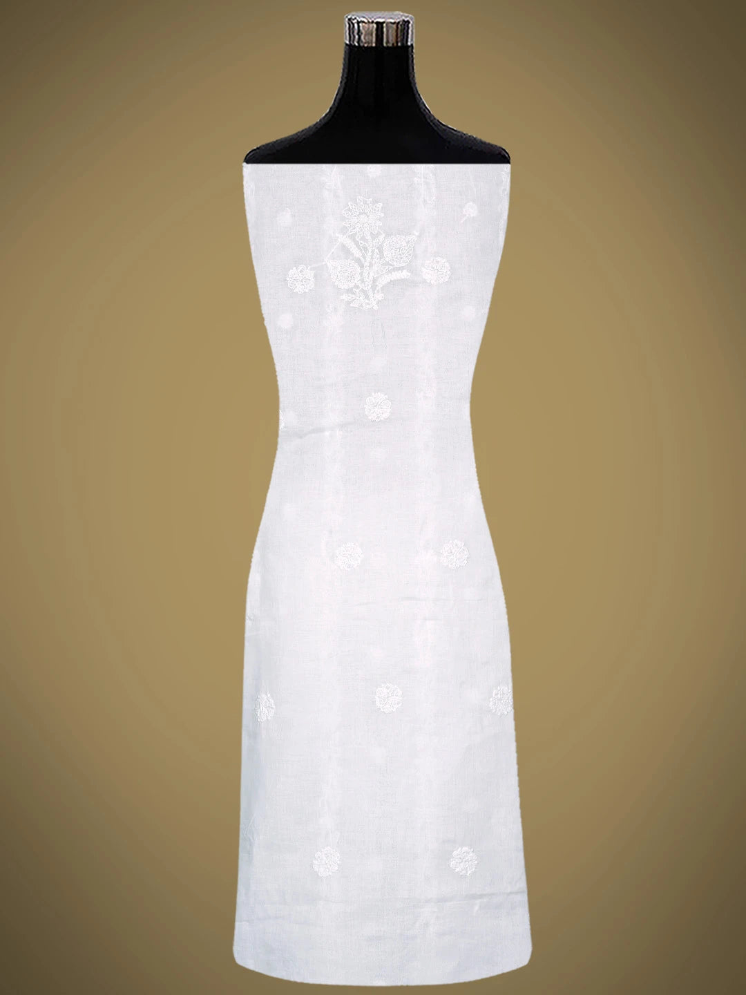 Ada Hand Embroidered White Cotton Lucknowi Chikankari Unstitched Suit Piece with Chiffon Dupatta 01A881448