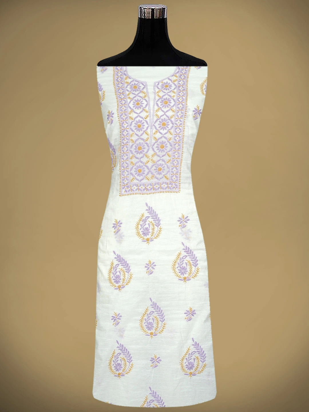 Ada Hand Embroidered White Cornsilk Chanderi Lucknowi Chikankari Kurta Dupatta Set 01A895963