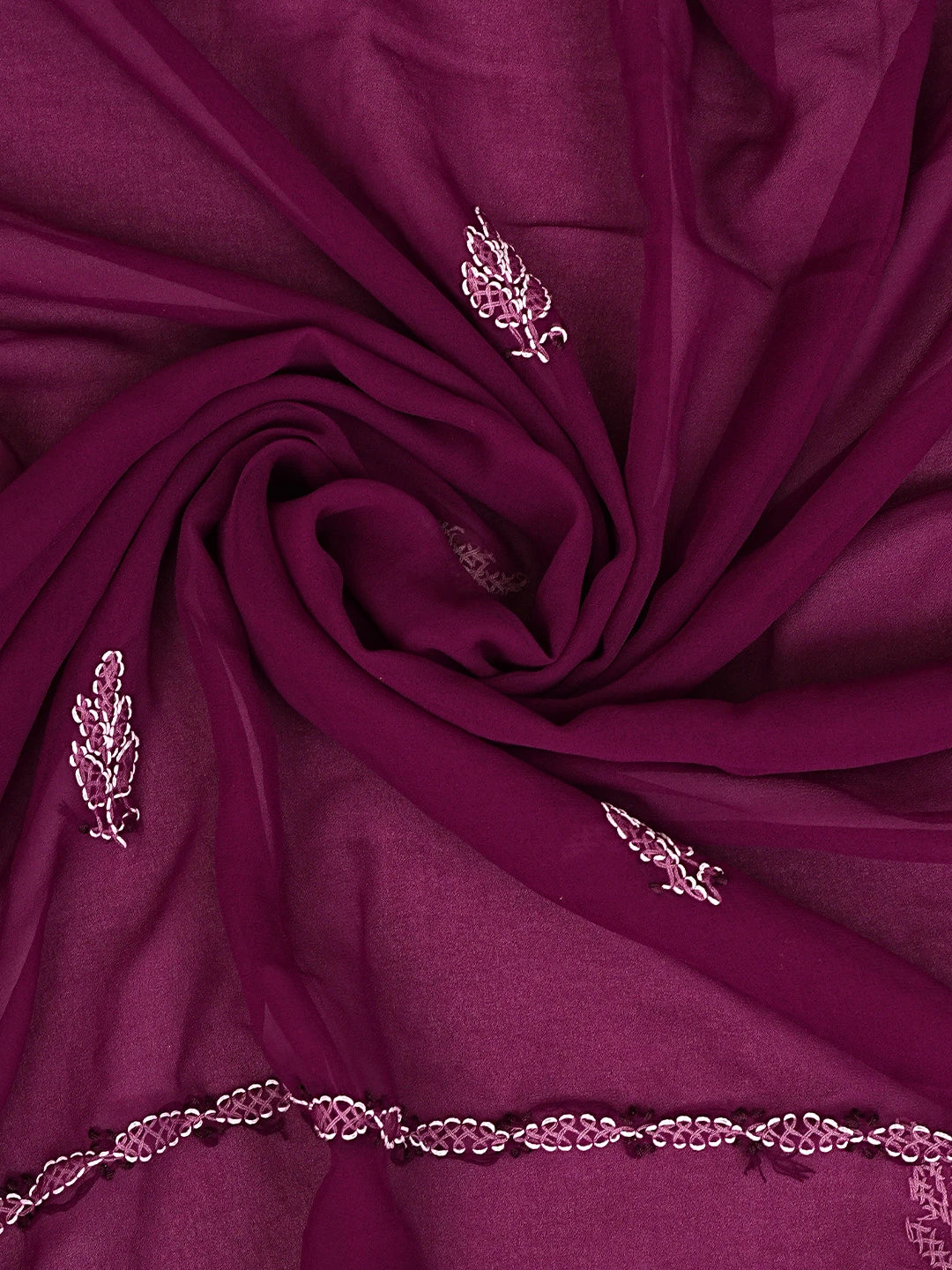 Ada Hand Embroidered Wine Georgette Lucknowi Chikankari Unstitched Suit Piece 01A872276