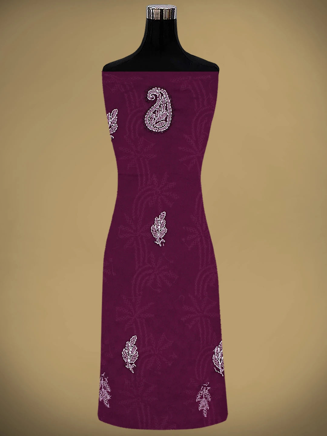 Ada Hand Embroidered Wine Georgette Lucknowi Chikankari Unstitched Suit Piece 01A872276