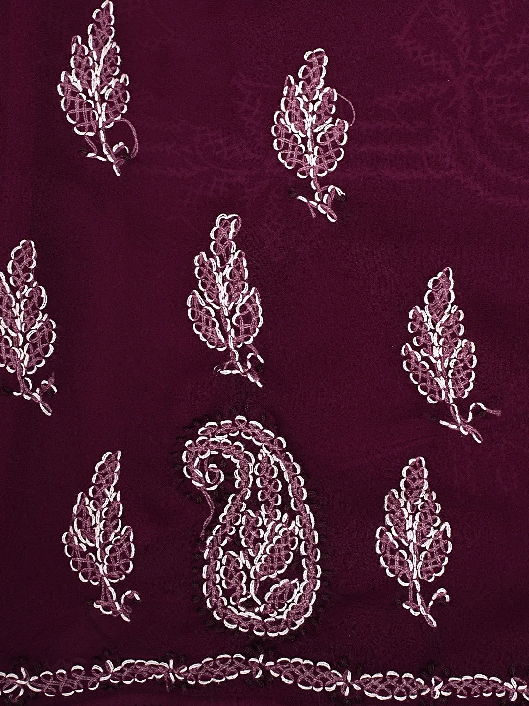 Ada Hand Embroidered Wine Georgette Lucknowi Chikankari Unstitched Suit Piece 01A872276
