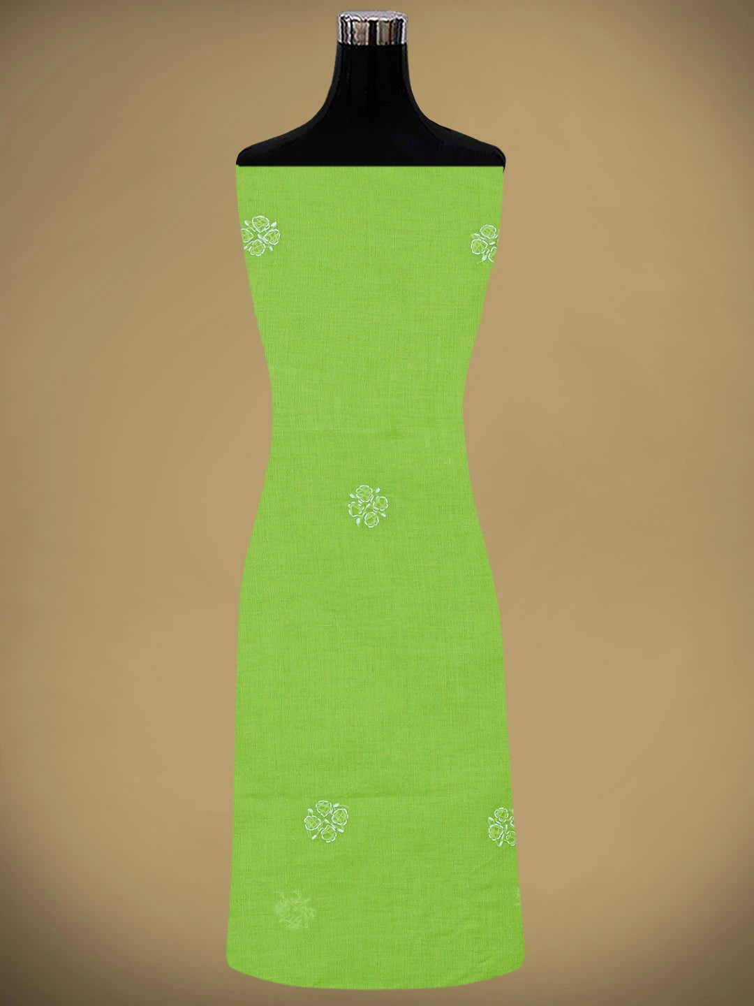 Ada Hand Embroidered Green Cotton Lucknowi Chikankari Unstitched Suit Piece 01A882371