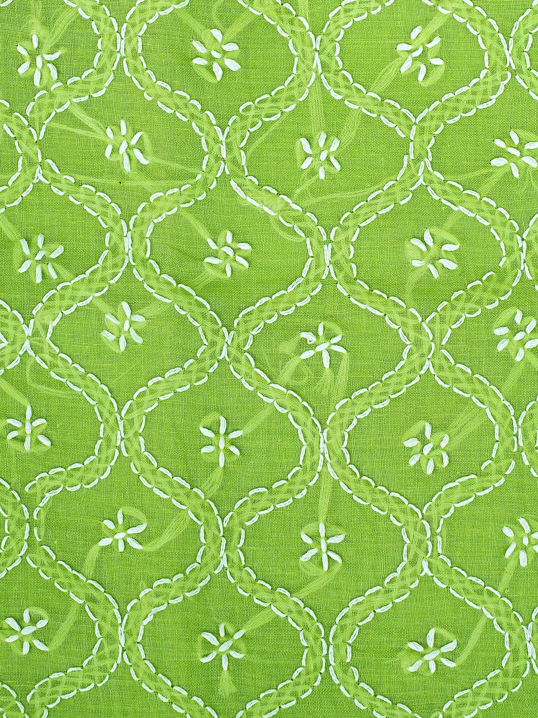 Ada Hand Embroidered Green Cotton Lucknowi Chikankari Unstitched Suit Piece 01A882371