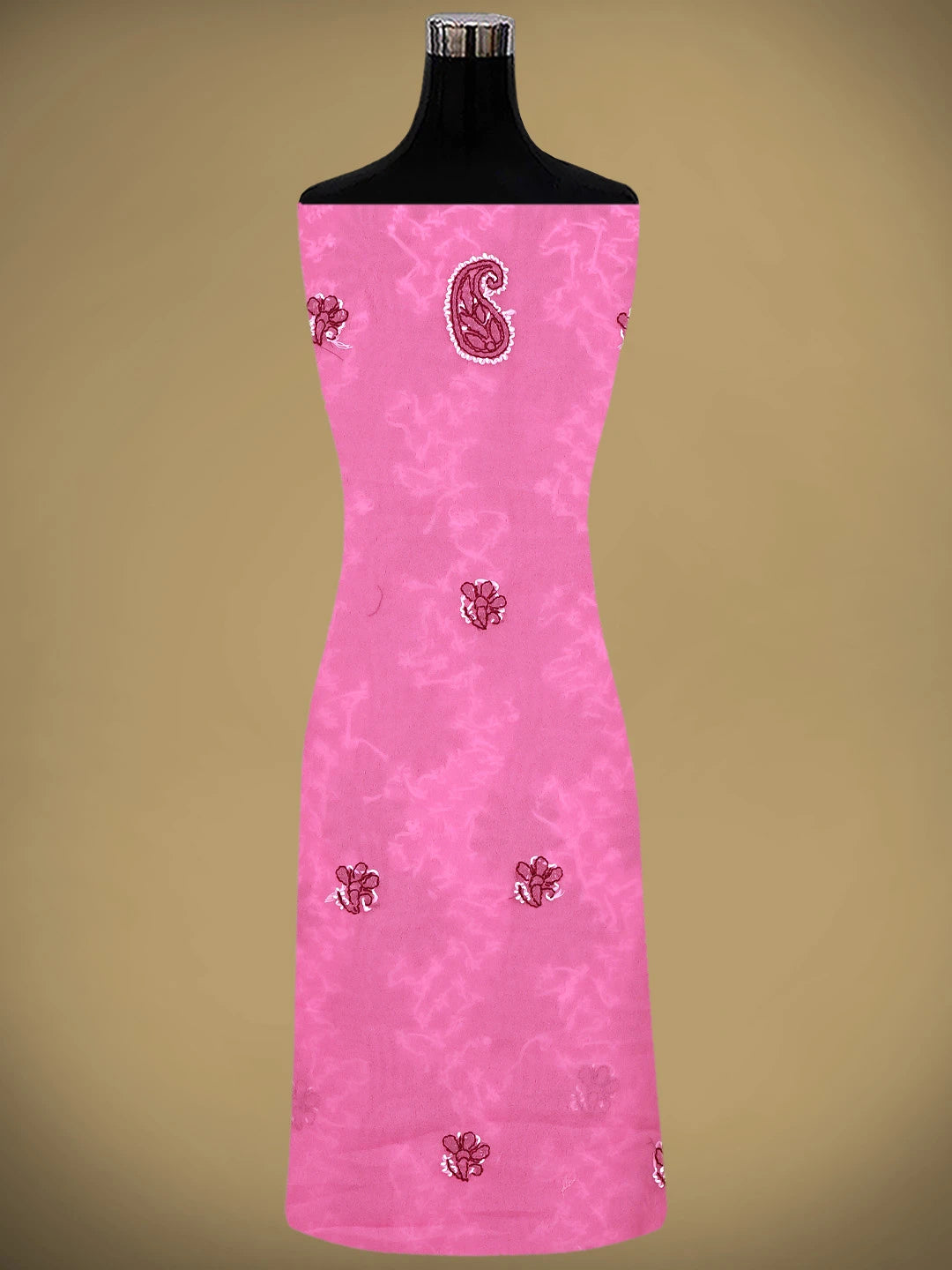 Ada Hand Embroidered Bubblegum Pink Georgette Lucknowi Chikankari Unstitched Suit Piece 01A872265