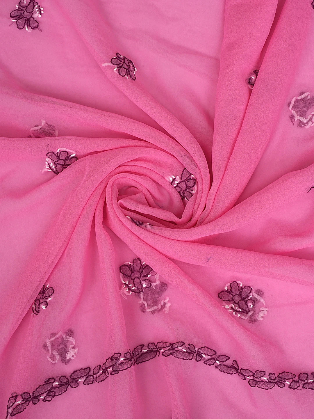 Ada Hand Embroidered Bubblegum Pink Georgette Lucknowi Chikankari Unstitched Suit Piece 01A872265