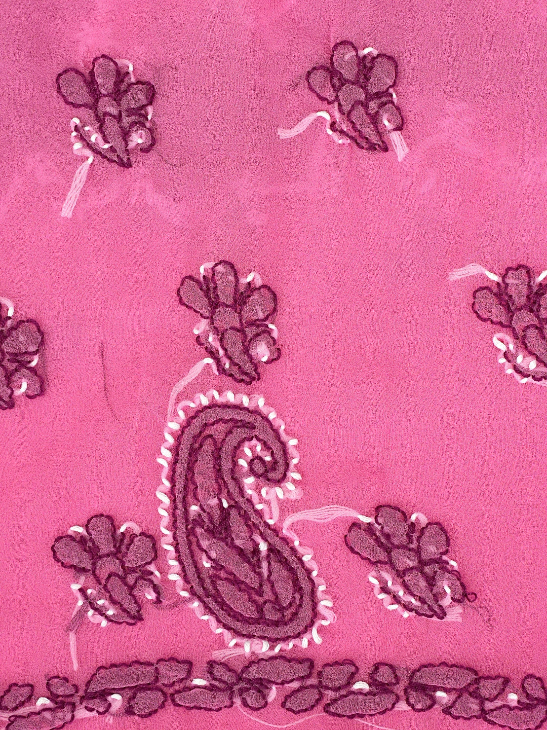 Ada Hand Embroidered Bubblegum Pink Georgette Lucknowi Chikankari Unstitched Suit Piece 01A872265