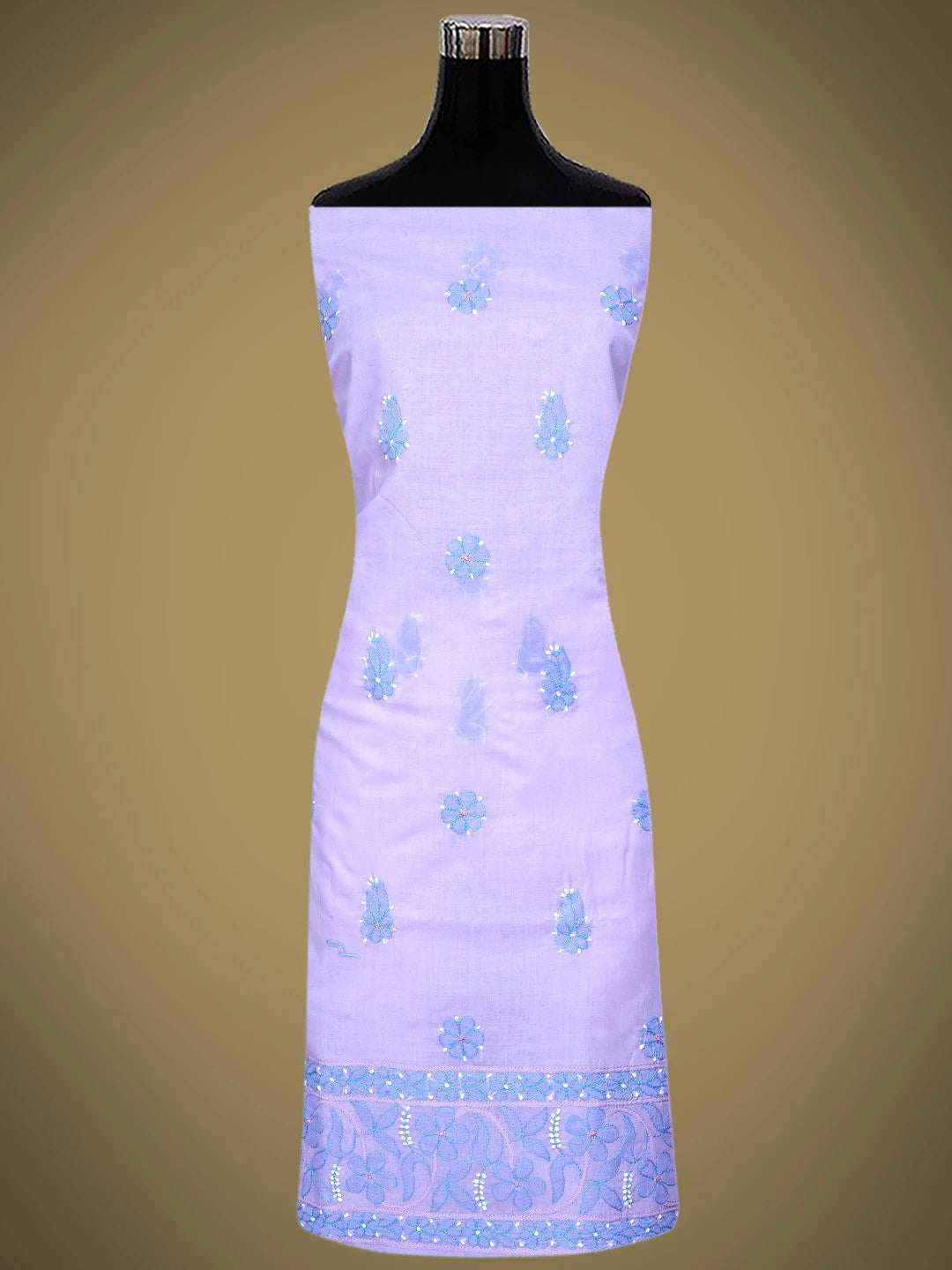 Ada Hand Embroidered Mauve Cotton Lucknowi Chikankari Unstitched Suit Piece with Chiffon Dupatta 01A886978