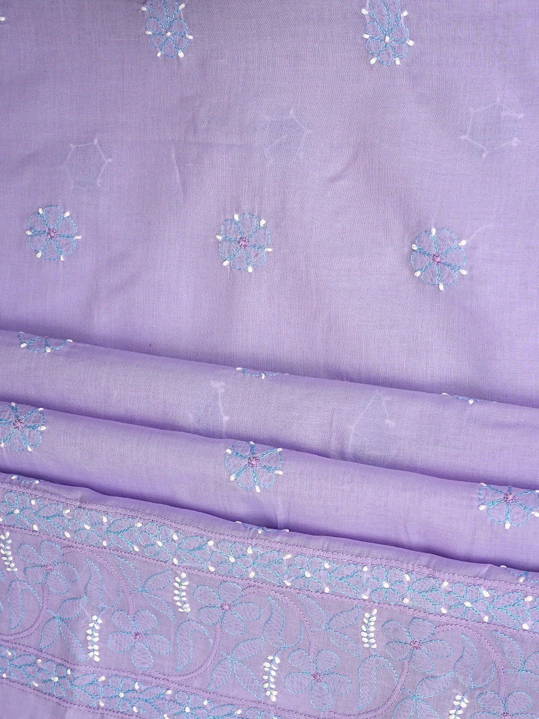 Ada Hand Embroidered Mauve Cotton Lucknowi Chikankari Unstitched Suit Piece with Chiffon Dupatta 01A886978