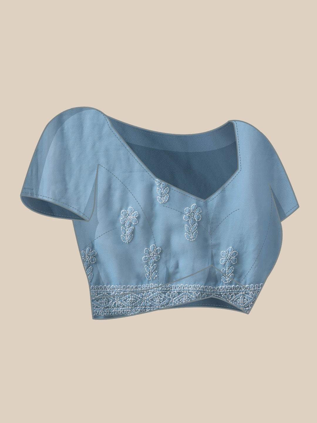 Ada Hand Embroidered Blue Georgette Lucknowi Chikankari Saree and Blouse A311387