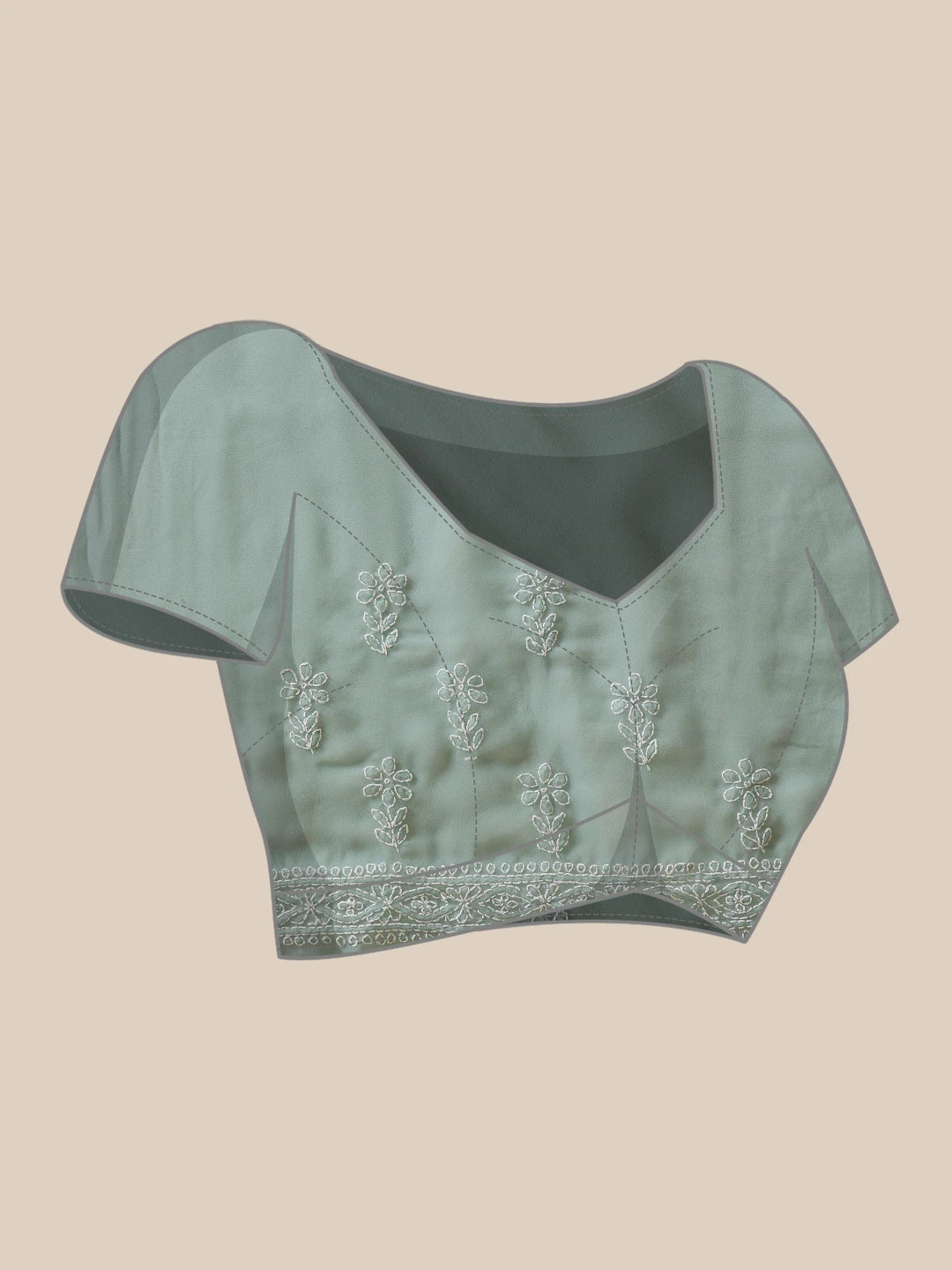 Ada Hand Embroidered Green Georgette Lucknowi Chikankari Saree and Blouse A311386