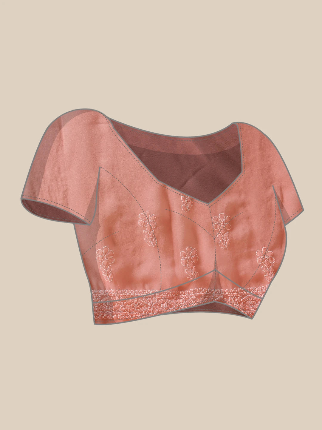 Ada Hand Embroidered Peach Georgette Lucknowi Chikankari Saree and Blouse A311388