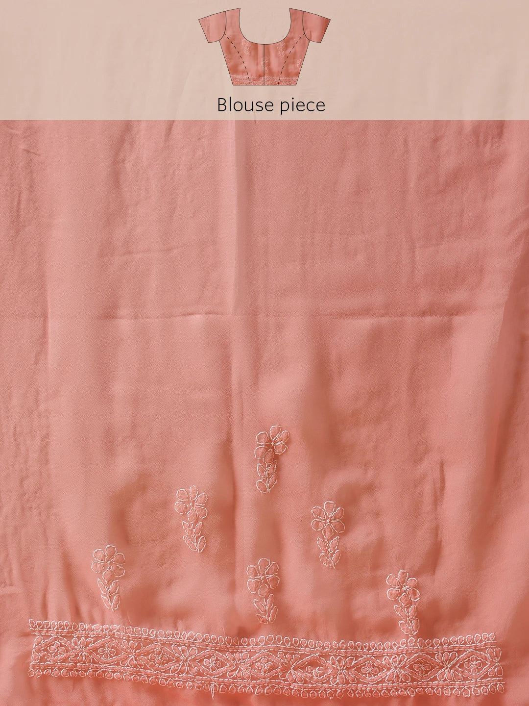 Ada Hand Embroidered Peach Georgette Lucknowi Chikankari Saree and Blouse A311388