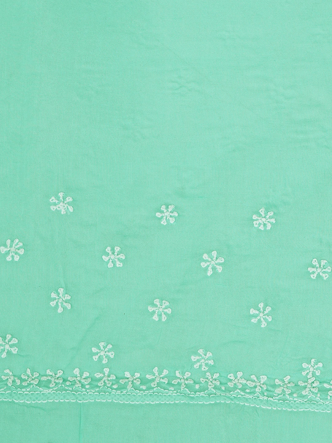 Ada Hand Embroidered Sea Green Cotton Lucknowi Chikankari Saree and Blouse 01A873423